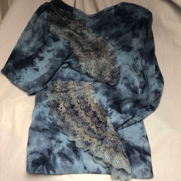 Language Los Angeles m tye died ruffled sleeve top - Picture 7 of 8